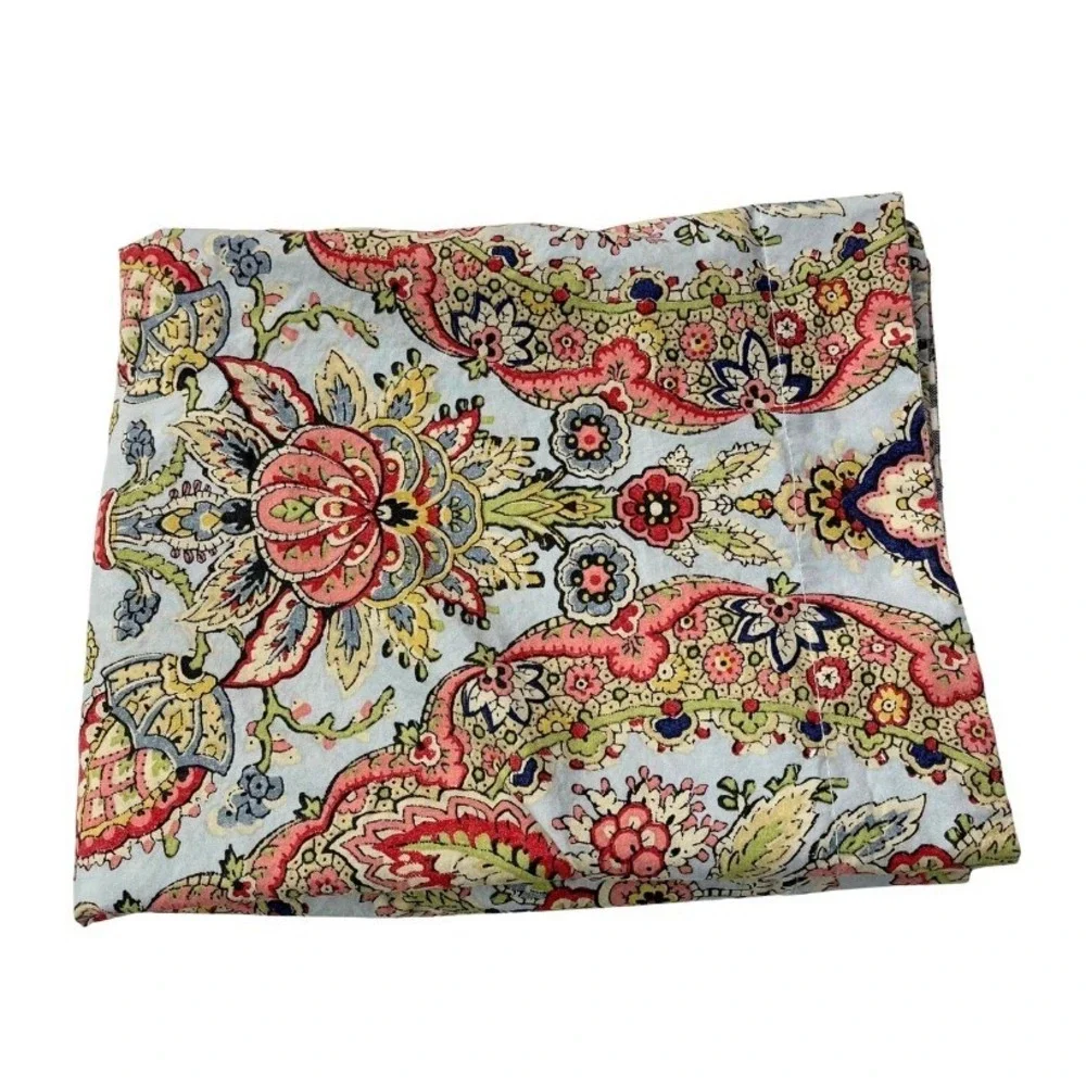 Pottery Barn Reversible King Pillowcase Paisley‎ Navy Gingham Organic Cotton